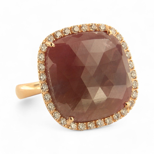 Juweel Brusi ring 18 karaat goud bruine saffier en diamant AA2128RS  Juweel Brusi ring 18 karaat goud bruine saffier en diamant AA2128RS