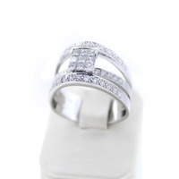 Juweel Ring Witgoud 18 karaat Briljant en Princess diamant '93691-2353-TWDH' Juweel Ring Witgoud 18 karaat Briljant en Princess diamant '93691-2353-TWDH'