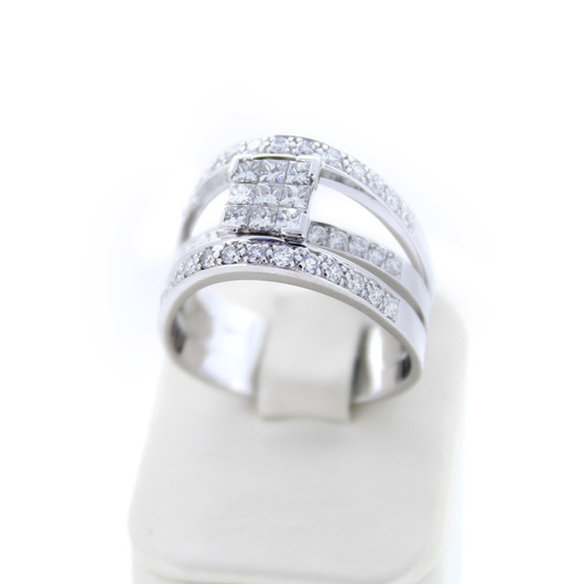 Juweel Ring Witgoud 18 karaat Briljant en Princess diamant '93691-2353-TWDH' Juweel Ring Witgoud 18 karaat Briljant en Princess diamant '93691-2353-TWDH'