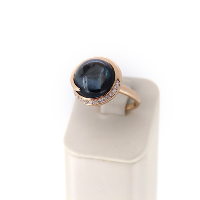 Juweel Tirisi Ring Rosé goud 18 karaat gezet met london blue steen en briljanten '94272-2368-TWDH' 