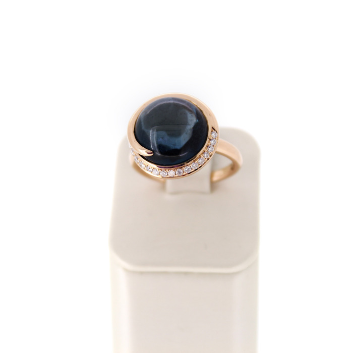 Juweel Tirisi Ring Rosé goud 18 karaat gezet met london blue steen en briljanten '94272-2368-TWDH' 