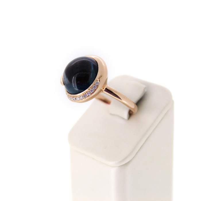 Juweel Tirisi Ring Rosé goud 18 karaat gezet met london blue steen en briljanten '94272-2368-TWDH' 