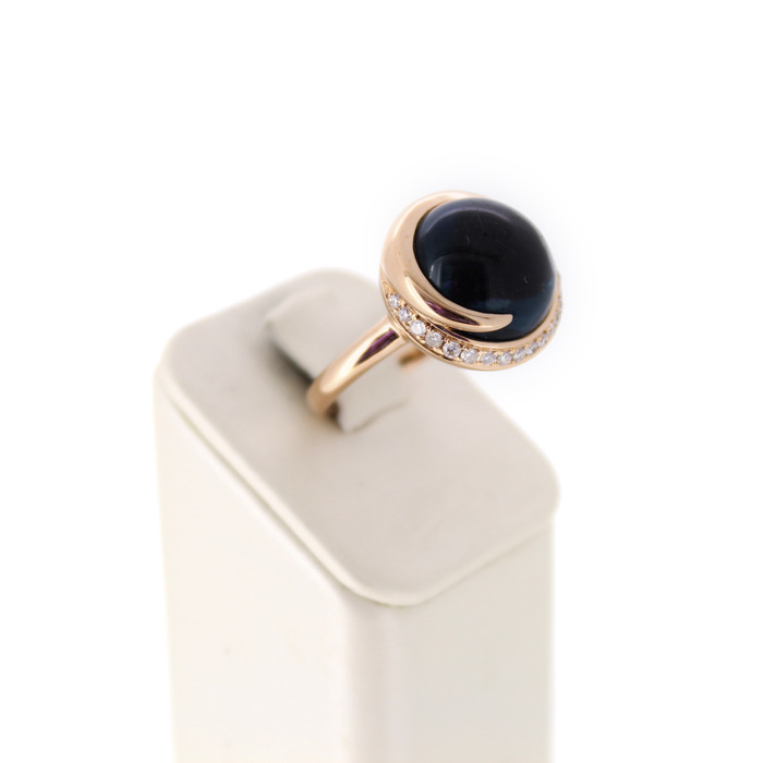 Juweel Tirisi Ring Rosé goud 18 karaat gezet met london blue steen en briljanten '94272-2368-TWDH' 