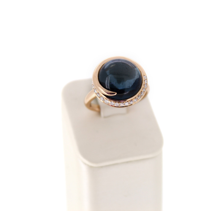 Juweel Tirisi Ring Rosé goud 18 karaat gezet met london blue steen en briljanten '94272-2368-TWDH' 