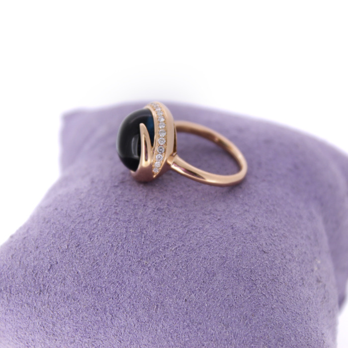 Juweel Tirisi Ring Rosé goud 18 karaat gezet met london blue steen en briljanten '94272-2368-TWDH' 