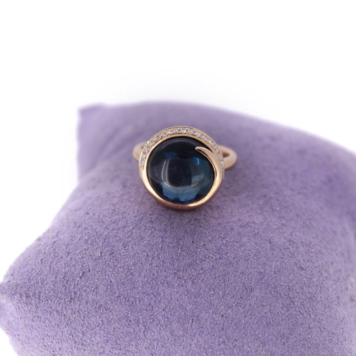 Juweel Tirisi Ring Rosé goud 18 karaat gezet met london blue steen en briljanten '94272-2368-TWDH' 