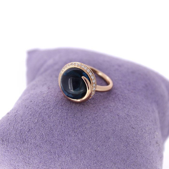 Juweel Tirisi Ring Rosé goud 18 karaat gezet met london blue steen en briljanten '94272-2368-TWDH' 
