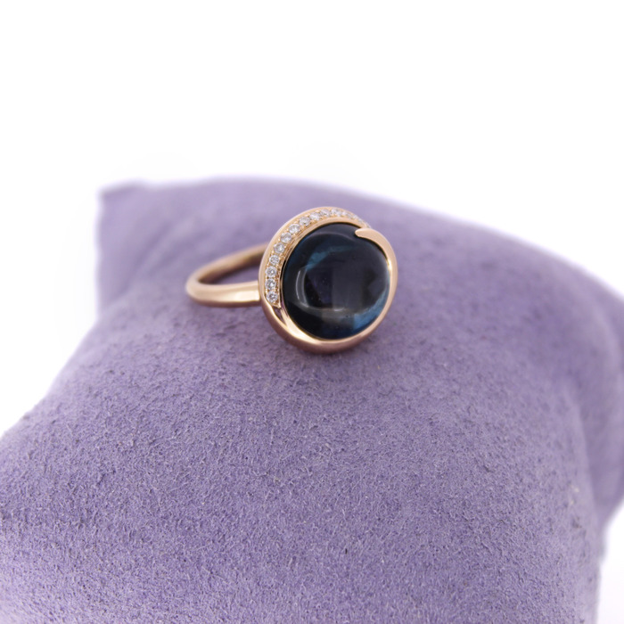 Juweel Tirisi Ring Rosé goud 18 karaat gezet met london blue steen en briljanten '94272-2368-TWDH' 
