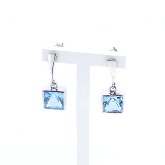 Juweel Oorbellen witgoud 18 karaat blauwe topaas '95209-2394-TWDH'  Juweel Oorbellen witgoud 18 karaat blauwe topaas '95209-2394-TWDH'