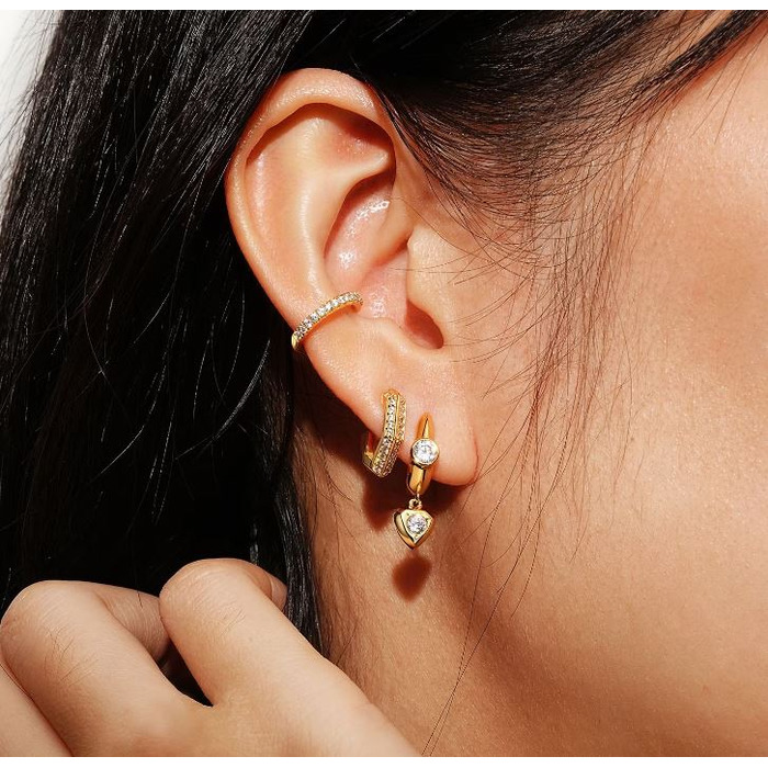 Juweel Ania Haie Trailblazer Shield Huggie Hoop Earrings E067-06G 