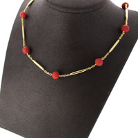 Juweel Ketting met Koraal geelgoud 18 karaat '96099-2432-TWDH'  Juweel Ketting met Koraal geelgoud 18 karaat '96099-2432-TWDH'