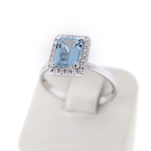 Juweel Ring witgoud 18 karaat briljanten en aquamarijn '96559-2446-TWDH' Juweel Ring witgoud 18 karaat briljanten en aquamarijn '96559-2446-TWDH'