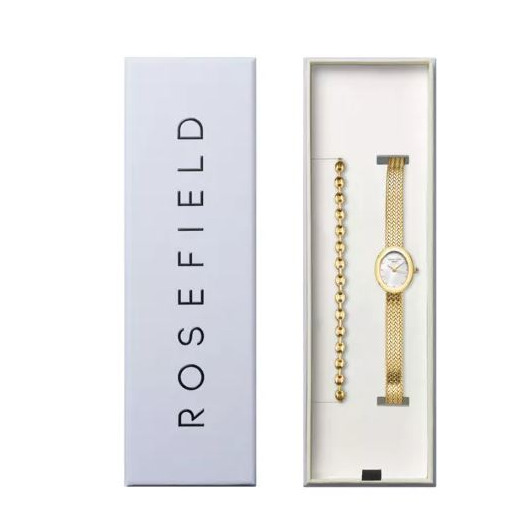 Horloge Rosefield Mini oval gold + coffee bean bracelet MOGCB-X289 Horloge Rosefield Mini oval gold + coffee bean bracelet MOGCB-X289