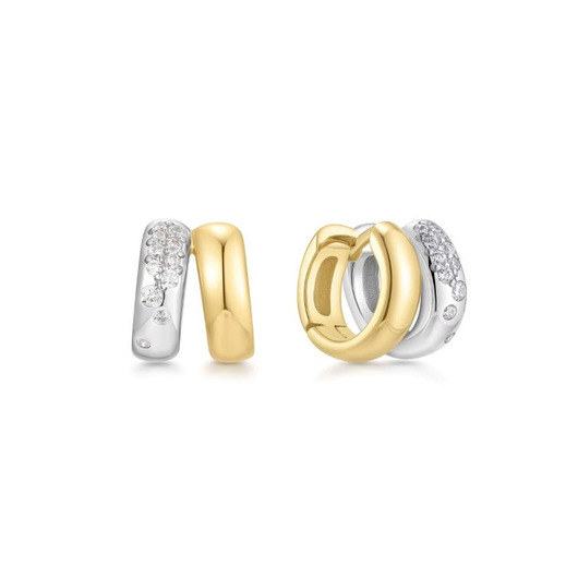 Juweel Ania Haie Reimaginer Two-Tone Sparkling Duet Mixed Huggie Hoop Earrings E069-08T Juweel Ania Haie Reimaginer Two-Tone Sparkling Duet Mixed Huggie Hoop Earrings E069-08T