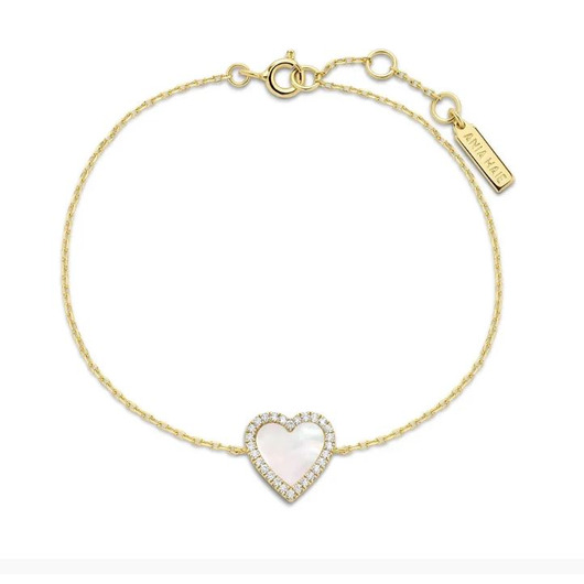 Juweel Ania Haie Glimmer Glow Mother of Pearl Halo Heart Bracelet B071-05G Juweel Ania Haie Glimmer Glow Mother of Pearl Halo Heart Bracelet B071-05G