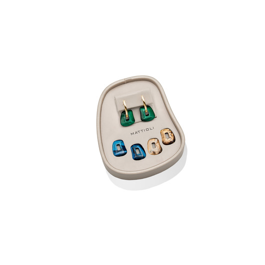 Juweel Mattioli Puzzle Small Earrings In Yellow Gold And 3 Pairs Of Coloured Puzzles MOR054G001 88888 Juweel Mattioli Puzzle Small Earrings In Yellow Gold And 3 Pairs Of Coloured Puzzles MOR054G001 88888
