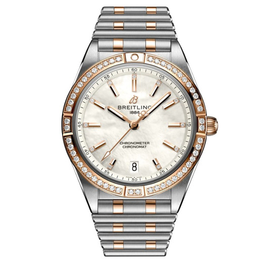 Horloge Breitling Chronomat 36 Automatic steel gold gems MOP white diamonds U10380591A2U1 Horloge Breitling Chronomat 36 Automatic steel gold gems MOP white diamonds U10380591A2U1
