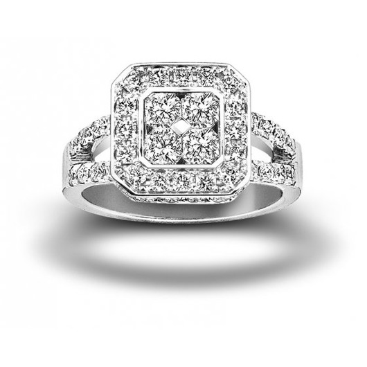 Juweel Flanders 18 karaat witgoud diamant Flanders Cut ring 152R Juweel Flanders 18 karaat witgoud diamant Flanders Cut ring 152R