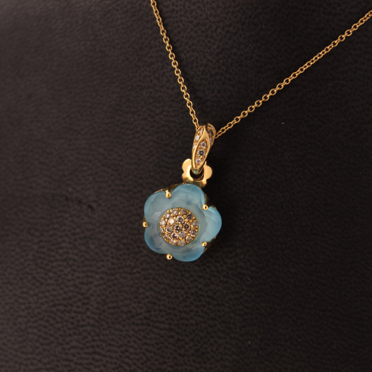 Juweel Pasquale Bruni Ketting 18 karaat rosé goud 14007R Blauwe topaas en briljanten '98800-3032-TWDH' Juweel Pasquale Bruni Ketting 18 karaat rosé goud 14007R Blauwe topaas en briljanten '98800-3032-TWDH'