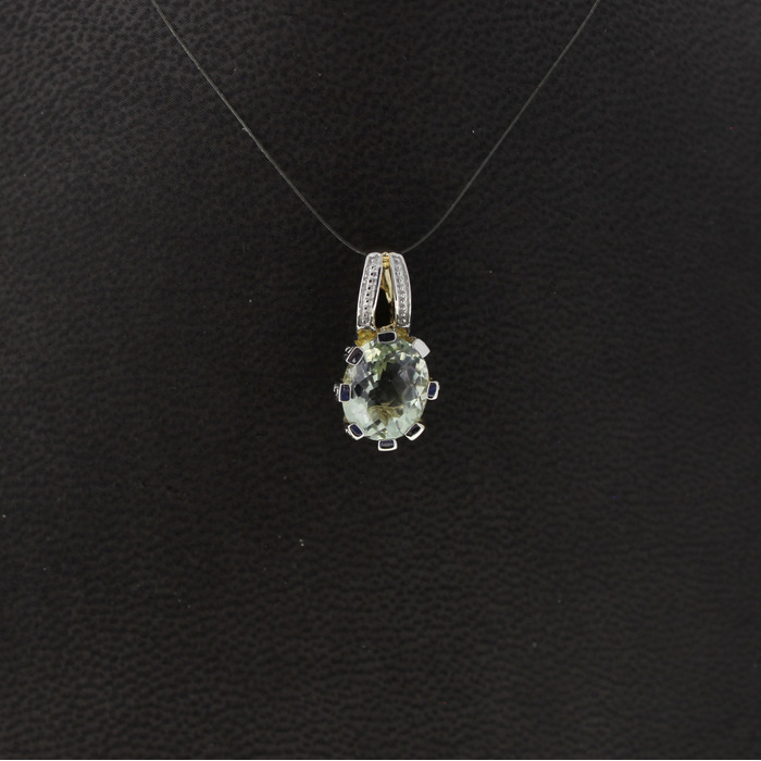 Hanger Bicolor Wit-Geelgoud 14Karaat Kleursteen Tweedehands 99008-3056 Juwelier Clem Vercammen.jpg