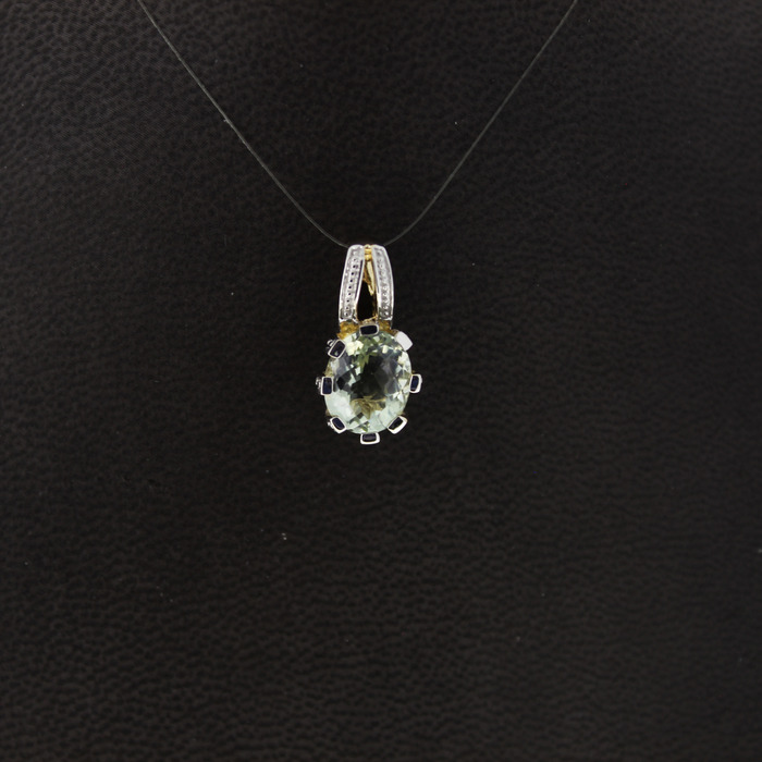 Hanger Bicolor Wit-Geelgoud 14Karaat Kleursteen Tweedehands 99008-3056 Juwelier Clem Vercammen.jpg