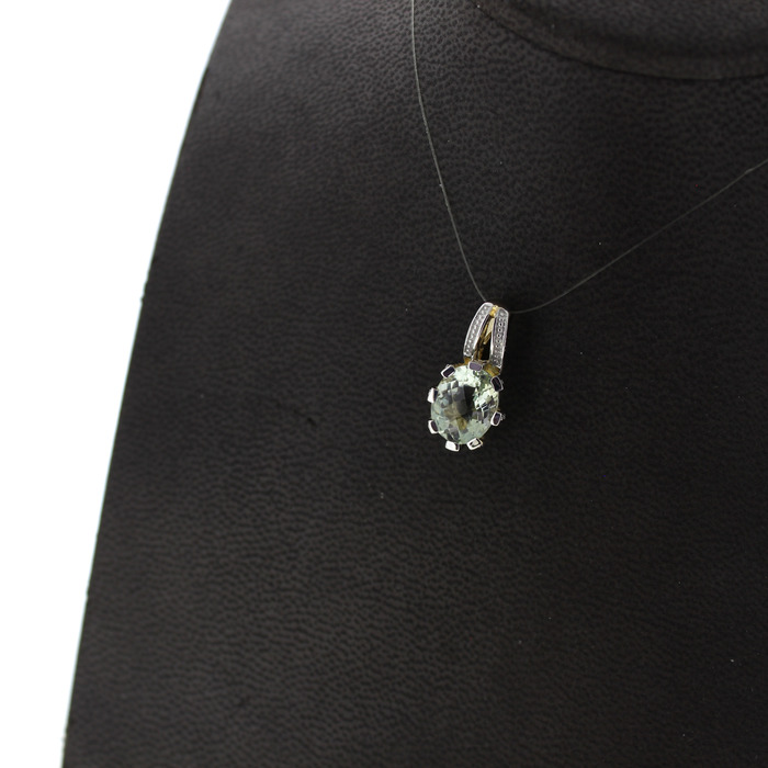 Hanger Bicolor Wit-Geelgoud 14Karaat Kleursteen Tweedehands 99008-3056 Juwelier Clem Vercammen.jpg