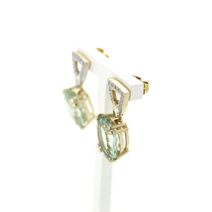 Oorbellen Bicolor Wit Geelgoud 18Karaat Kleursteen Briljanten Tweedehands 99008-3057 Juwelier Clem Vercammen.jpg