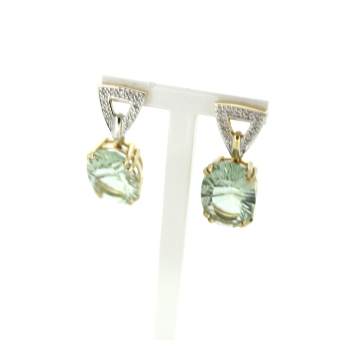 Oorbellen Bicolor Wit Geelgoud 18Karaat Kleursteen Briljanten Tweedehands 99008-3057 Juwelier Clem Vercammen.jpg