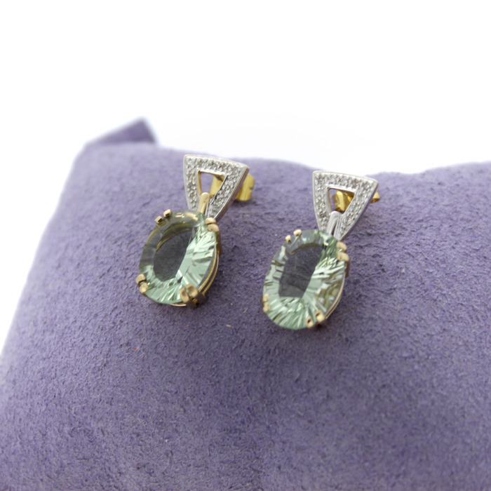 Oorbellen Bicolor Wit Geelgoud 18Karaat Kleursteen Briljanten Tweedehands 99008-3057 Juwelier Clem Vercammen.jpg