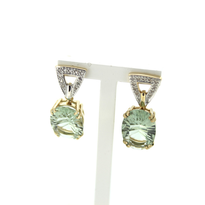 Oorbellen Bicolor Wit Geelgoud 18Karaat Kleursteen Briljanten Tweedehands 99008-3057 Juwelier Clem Vercammen.jpg