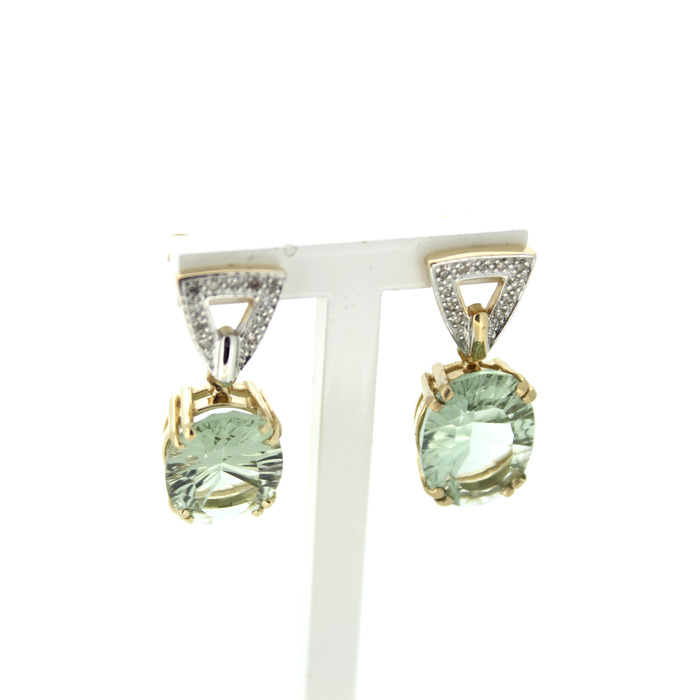 Oorbellen Bicolor Wit Geelgoud 18Karaat Kleursteen Briljanten Tweedehands 99008-3057 Juwelier Clem Vercammen.jpg