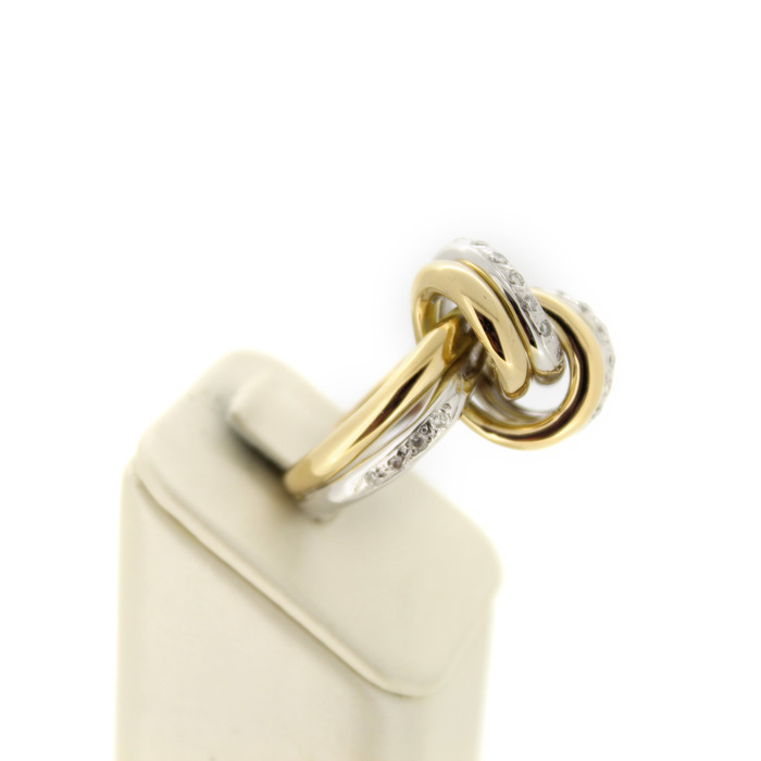 Ring Knoop Bicolor Wit geelgoud 18 Karaat Briljanten Tweedehands 99077-3054 Juwelier Clem Vercammen.jpg