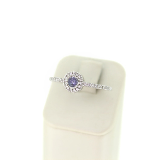 Juweel Ring witgoud 18 karaat briljanten en paarse kleursteen '99510-3069-TWDH' Juweel Ring witgoud 18 karaat briljanten en paarse kleursteen '99510-3069-TWDH'