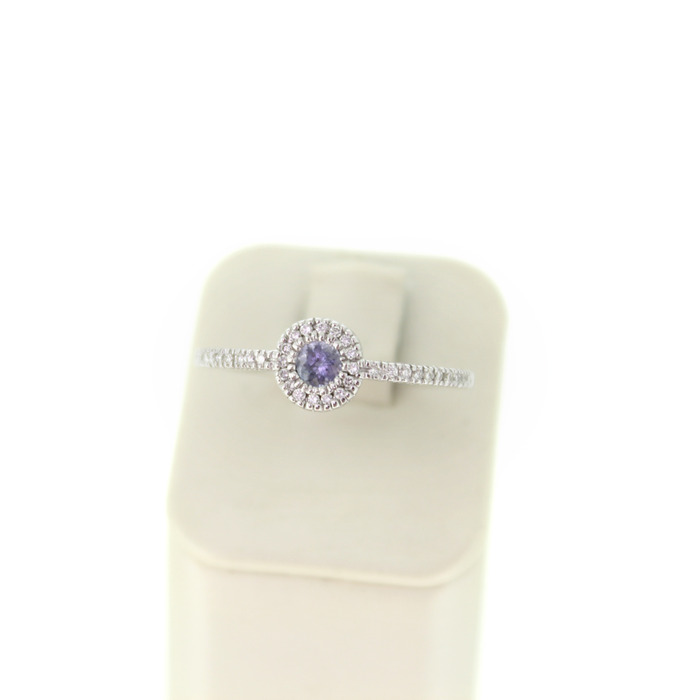 Ring witgoud 18 Karaat Briljanten Kleursteen Tweedehands 99510-3069 Juwelier Clem Vercammen.jpg