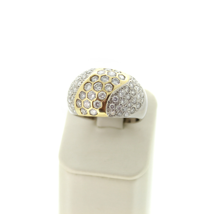 Pave Ring Bicolor Wit Geelgoud 18 Karaat Briljanten Tweedehands 99606-3076 Juwelier Clem Vercammen.jpg