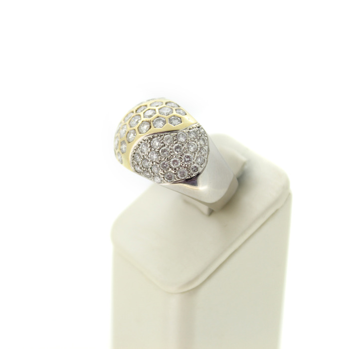 Pave Ring Bicolor Wit Geelgoud 18 Karaat Briljanten Tweedehands 99606-3076 Juwelier Clem Vercammen.jpg