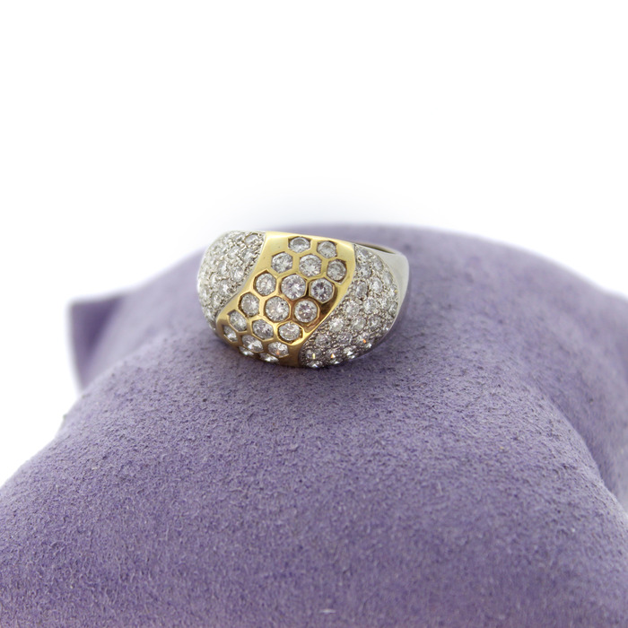 Pave Ring Bicolor Wit Geelgoud 18 Karaat Briljanten Tweedehands 99606-3076 Juwelier Clem Vercammen.jpg