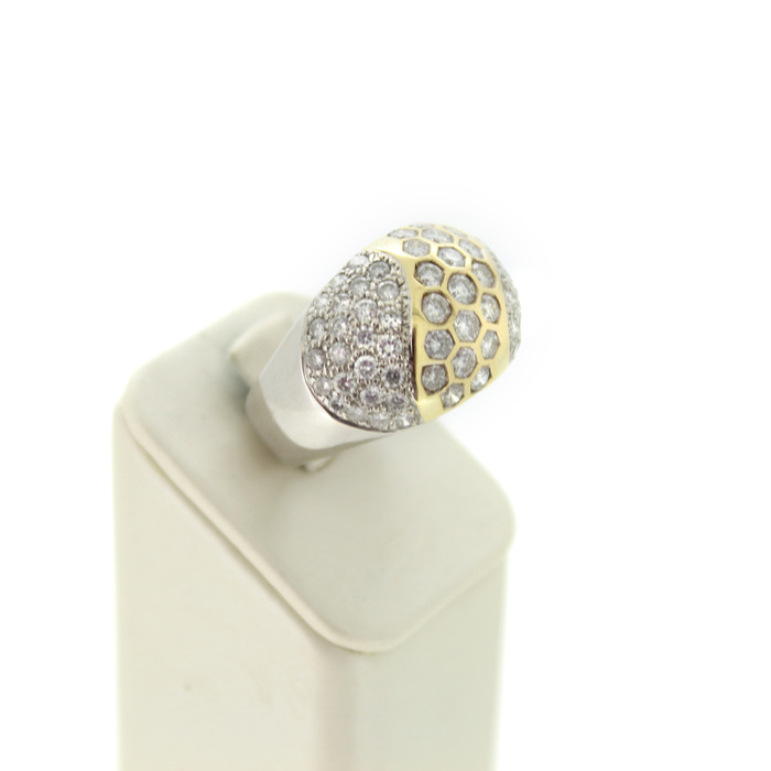 Pave Ring Bicolor Wit Geelgoud 18 Karaat Briljanten Tweedehands 99606-3076 Juwelier Clem Vercammen.jpg