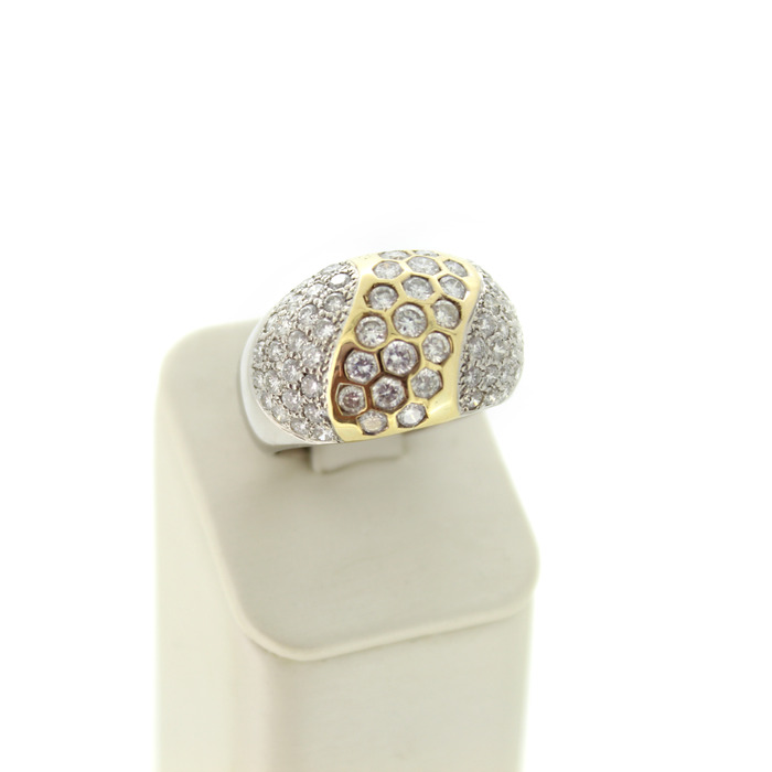 Pave Ring Bicolor Wit Geelgoud 18 Karaat Briljanten Tweedehands 99606-3076 Juwelier Clem Vercammen.jpg