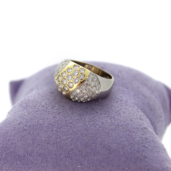 Pave Ring Bicolor Wit Geelgoud 18 Karaat Briljanten Tweedehands 99606-3076 Juwelier Clem Vercammen.jpg