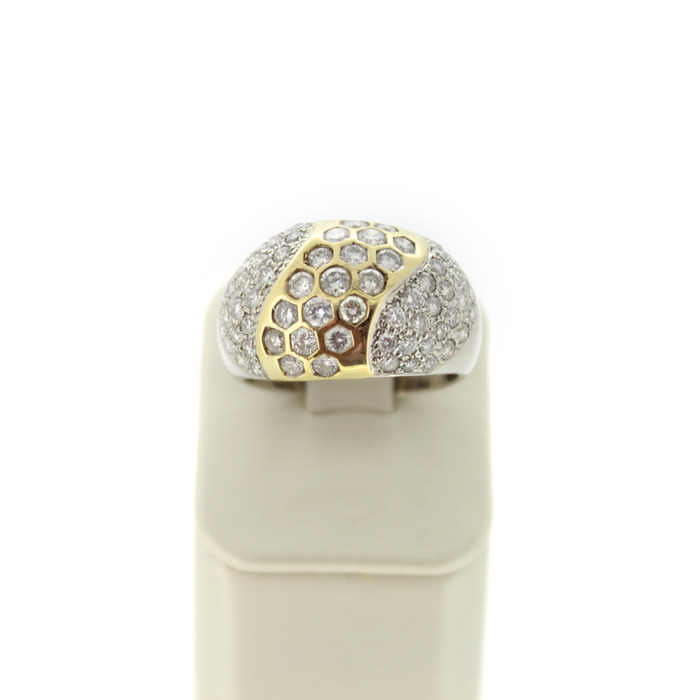 Pave Ring Bicolor Wit Geelgoud 18 Karaat Briljanten Tweedehands 99606-3076 Juwelier Clem Vercammen.jpg