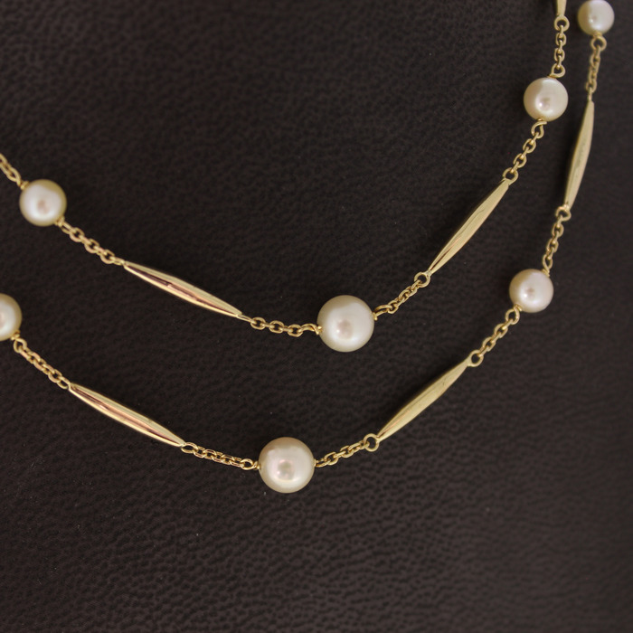 Vintage Collier Geelgoud 18K Parels Dubbele Ketting Tweedehands 81814-3084 Juwelier Clem Vercammen.jpg
