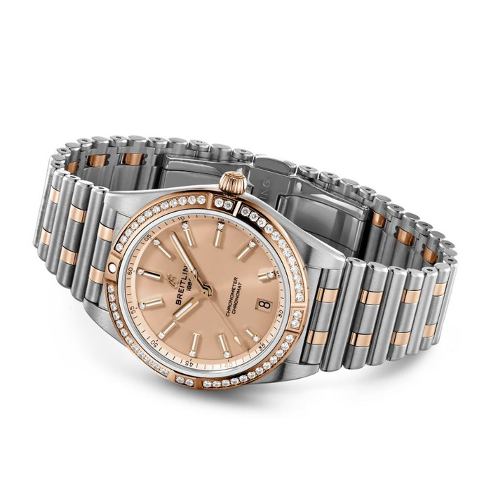 breitling chronomat 36 automatic copper diamonds steel gold u10380591k1u1 11250 juwelier clem vercammen.jpg