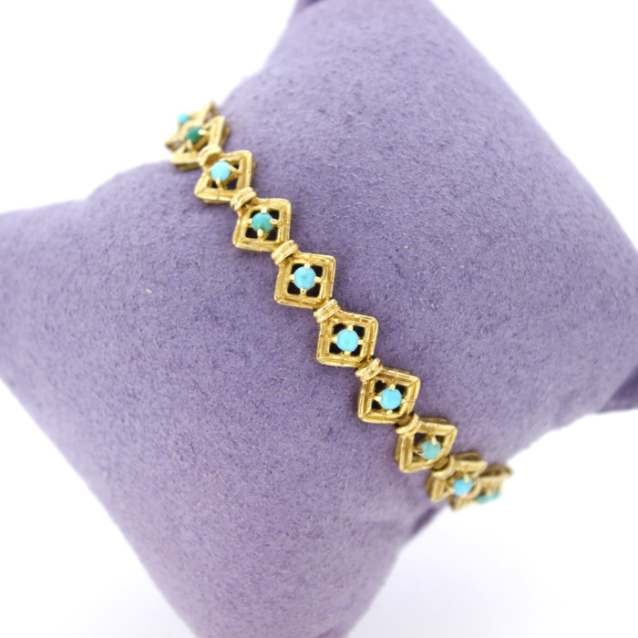Armband Vintage Geelgoud 18Karaat Turquoise Tweedehands 81819-3104 Juwelier Clem Vercammen.jpg