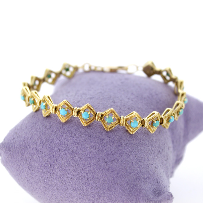 Armband Vintage Geelgoud 18Karaat Turquoise Tweedehands 81819-3104 Juwelier Clem Vercammen.jpg
