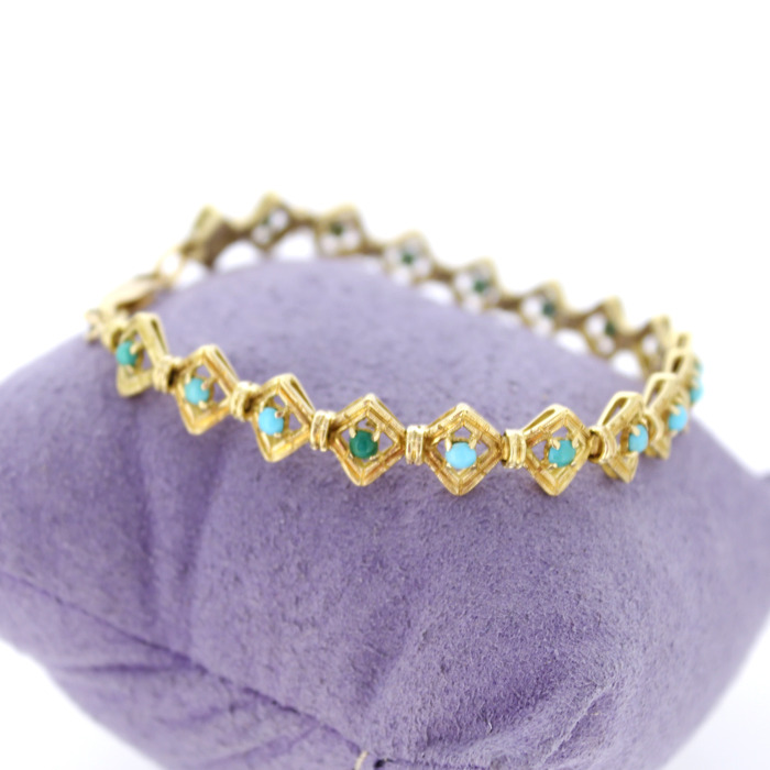 Armband Vintage Geelgoud 18Karaat Turquoise Tweedehands 81819-3104 Juwelier Clem Vercammen.jpg