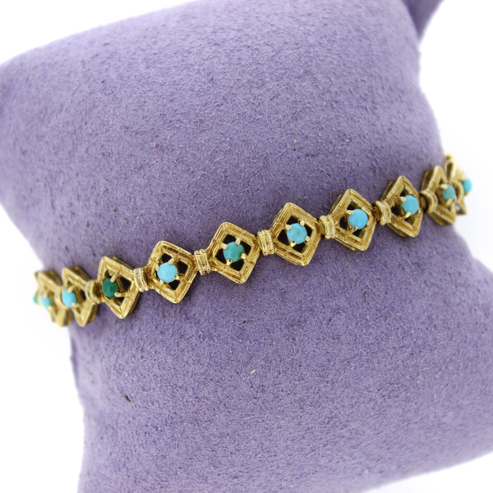 Armband Vintage Geelgoud 18Karaat Turquoise Tweedehands 81819-3104 Juwelier Clem Vercammen.jpg