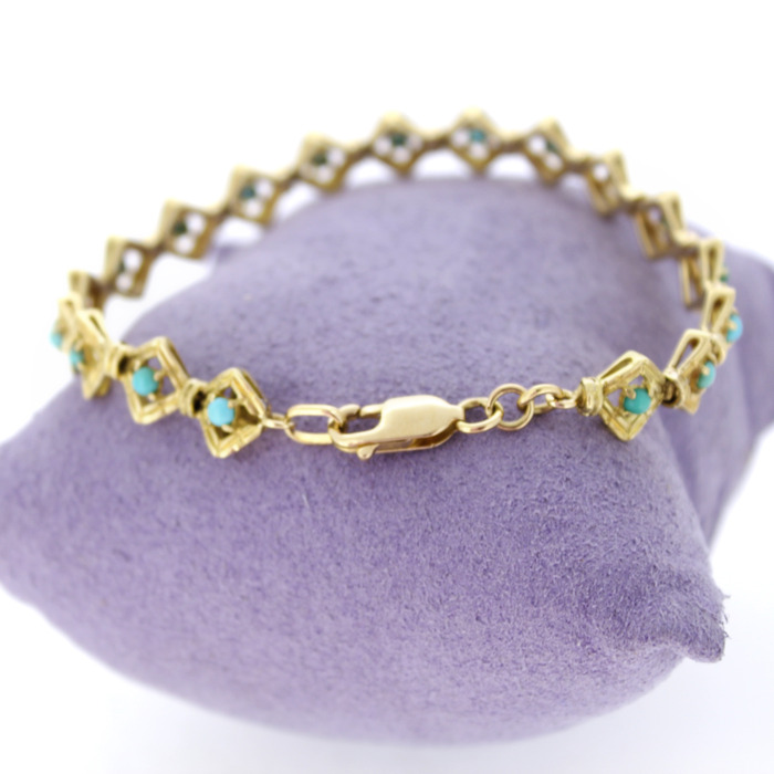 Armband Vintage Geelgoud 18Karaat Turquoise Tweedehands 81819-3104 Juwelier Clem Vercammen.jpg