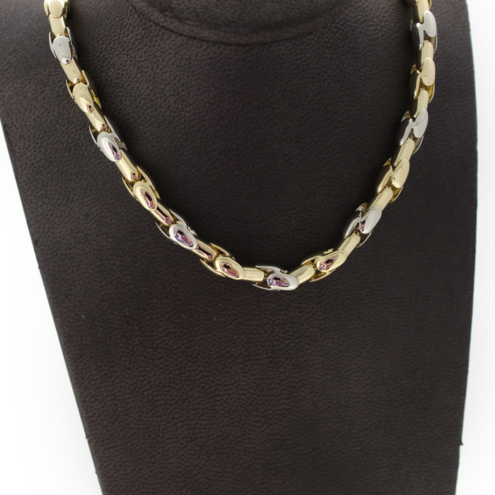 Collier Bicolor Wit Geelgoud 18 Karaat Tweedehands 81820-3105 Juwelier Clem Vercammen.jpg