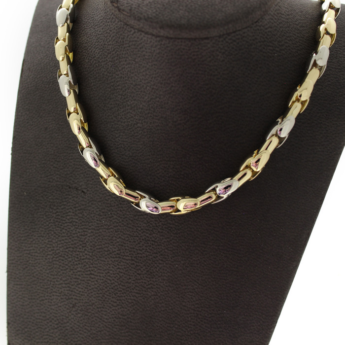 Collier Bicolor Wit Geelgoud 18 Karaat Tweedehands 81820-3105 Juwelier Clem Vercammen.jpg